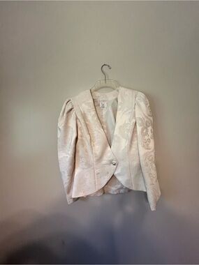 3 piece vintage Elegant Cream Brocade Women's Jacket, camisole & skirt